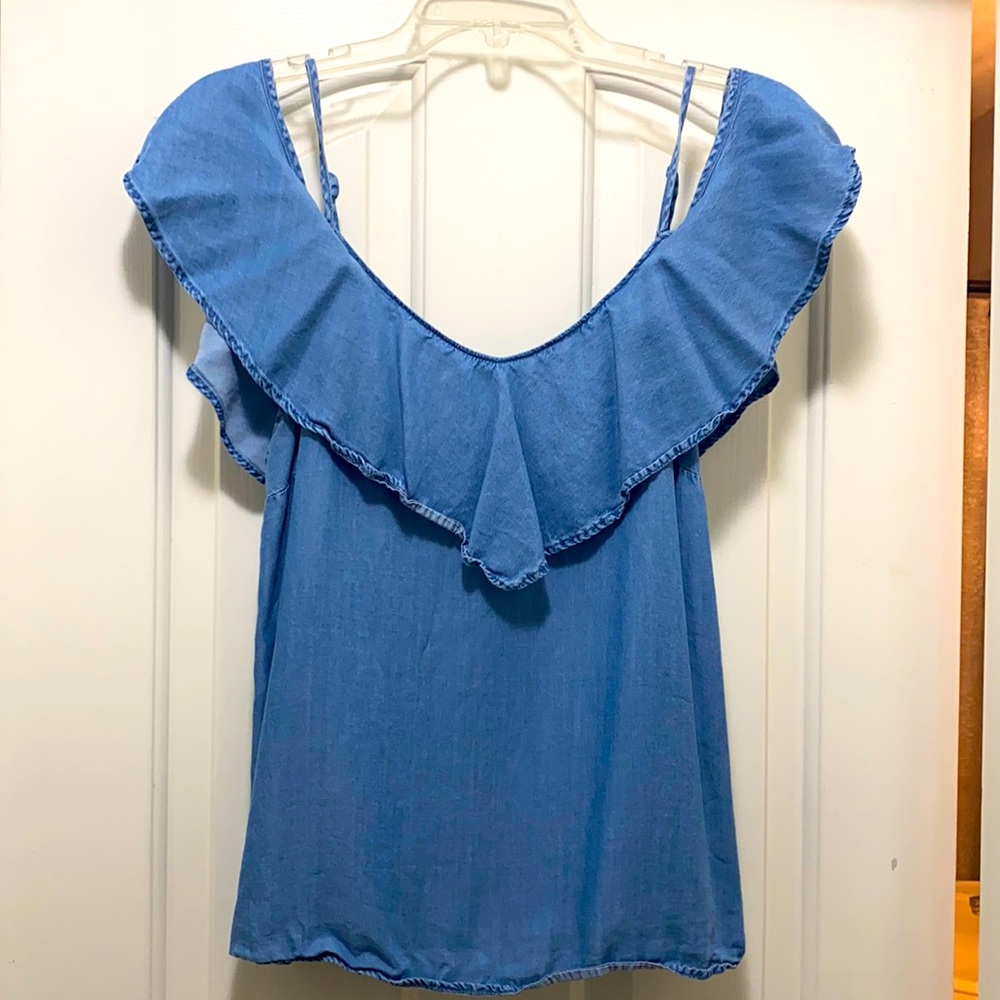 Off the shoulder Jean shirt